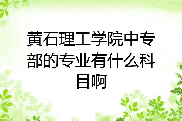 黄石理工学院中专部的专业有什么科目啊