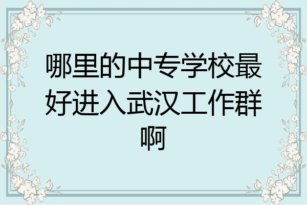 哪里的中专学校最好进入武汉工作群啊