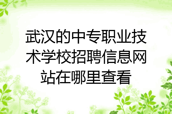 武汉的中专职业技术学校招聘信息网站在哪里查看