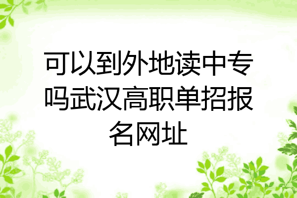 可以到外地读中专吗武汉高职单招报名网址