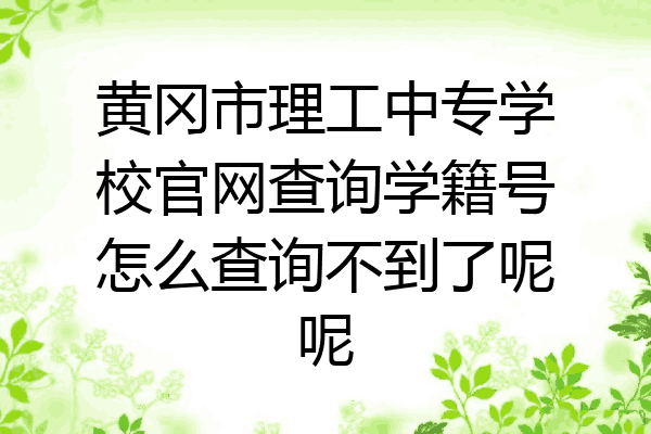 黄冈市理工中专学校官网查询学籍号怎么查询不到了呢呢