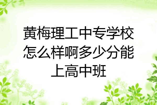 黄梅理工中专学校怎么样啊多少分能上高中班