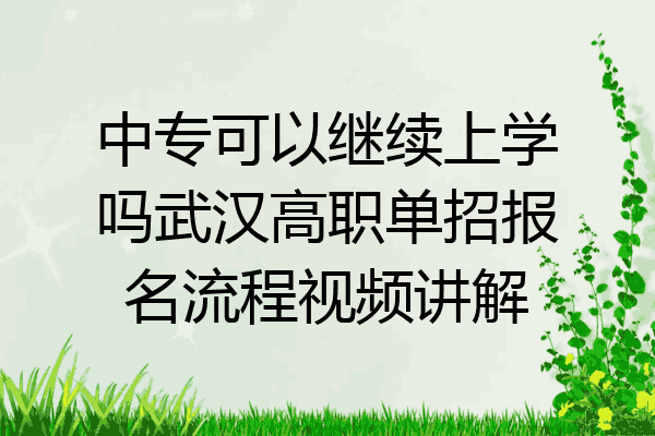 中专可以继续上学吗武汉高职单招报名流程视频讲解