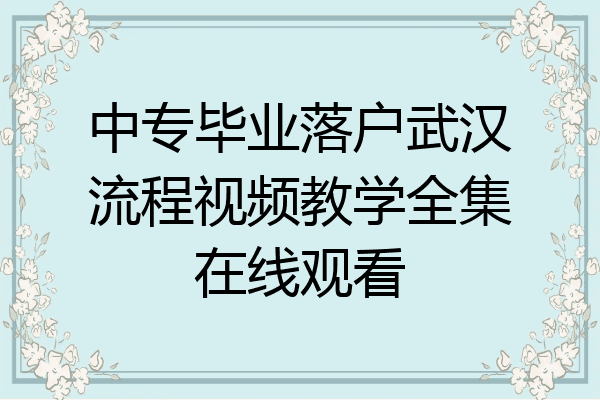 中专毕业落户武汉流程视频教学全集在线观看