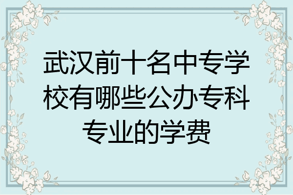 武汉前十名中专学校有哪些公办专科专业的学费