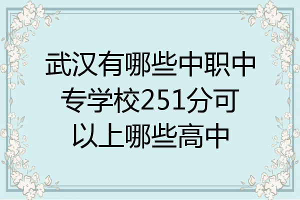 武汉有哪些中职中专学校251分可以上哪些高中