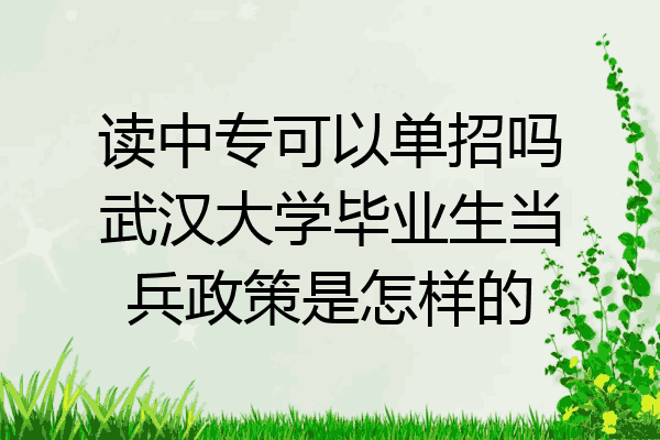 读中专可以单招吗武汉大学毕业生当兵政策是怎样的