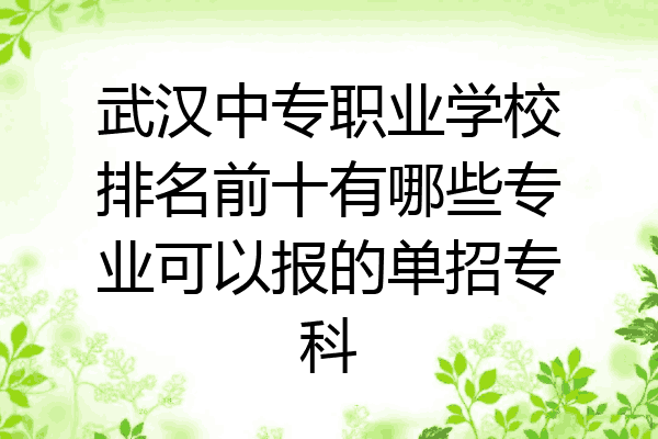 武汉中专职业学校排名前十有哪些专业可以报的单招专科