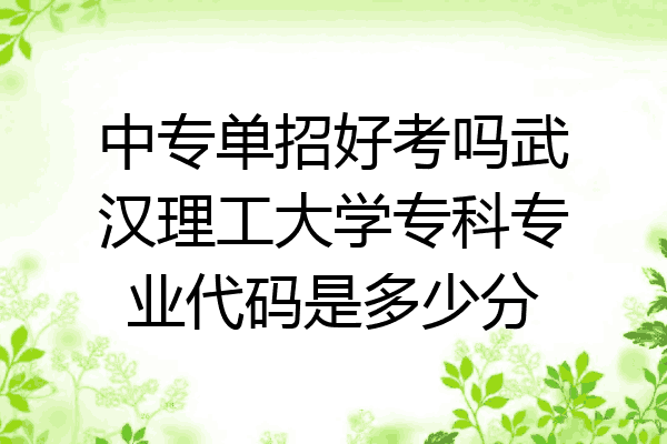 中专单招好考吗武汉理工大学专科专业代码是多少分