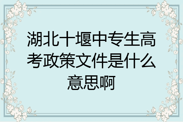 湖北十堰中专生高考政策文件是什么意思啊