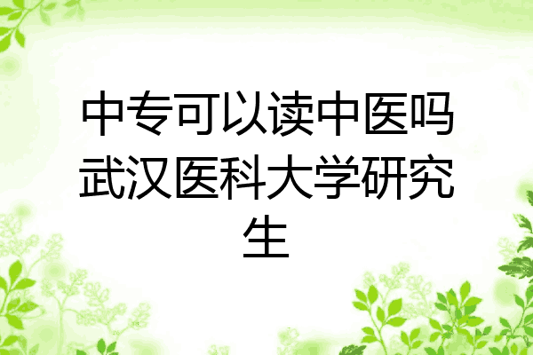中专可以读中医吗武汉医科大学研究生