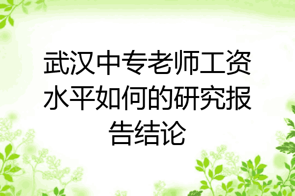 武汉中专老师工资水平如何的研究报告结论