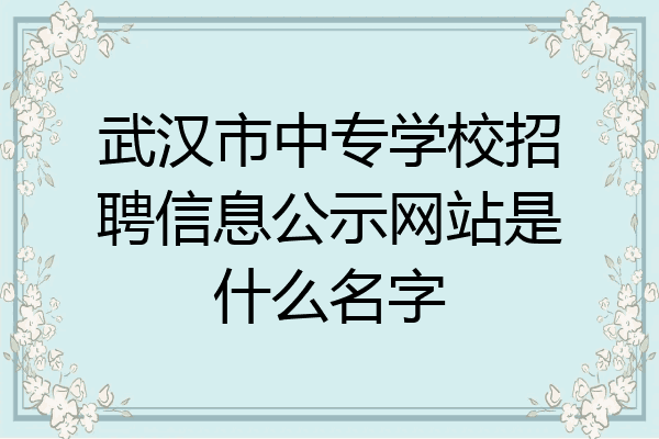 武汉市中专学校招聘信息公示网站是什么名字