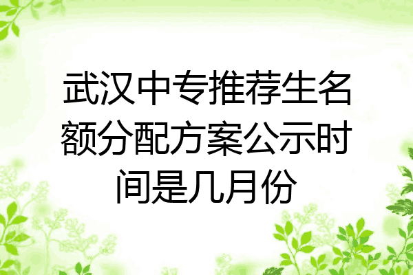 武汉中专推荐生名额分配方案公示时间是几月份