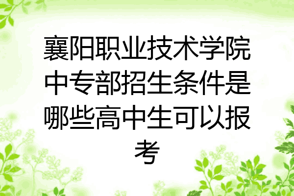 襄阳职业技术学院中专部招生条件是哪些高中生可以报考