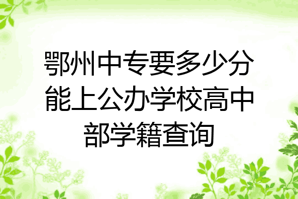鄂州中专要多少分能上公办学校高中部学籍查询