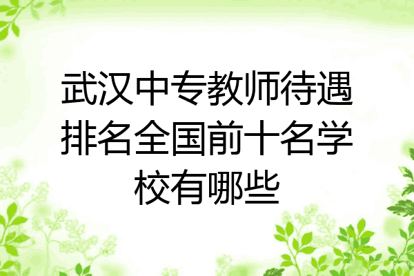 武汉中专教师待遇排名全国前十名学校有哪些