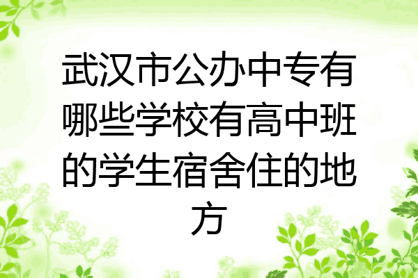 武汉市公办中专有哪些学校有高中班的学生宿舍住的地方