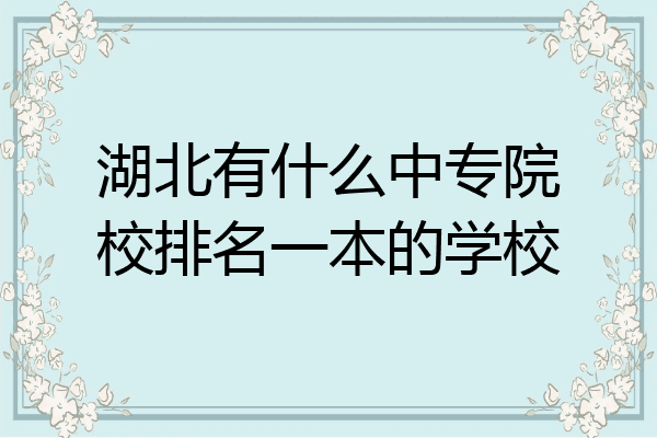 湖北有什么中专院校排名一本的学校
