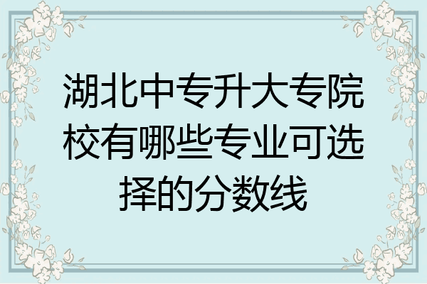 湖北中专升大专院校有哪些专业可选择的分数线