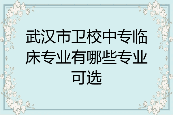 武汉市卫校中专临床专业有哪些专业可选