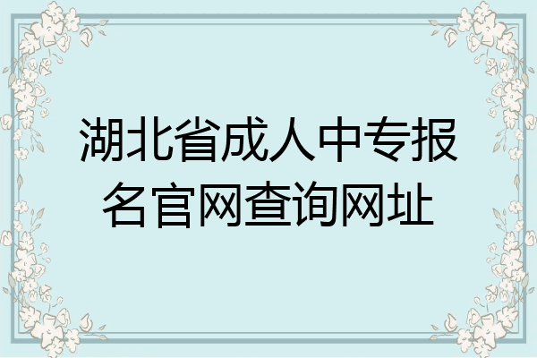 湖北省成人中专报名官网查询网址