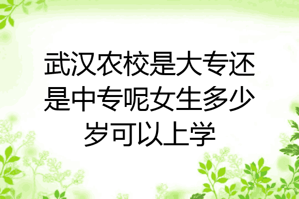 武汉农校是大专还是中专呢女生多少岁可以上学