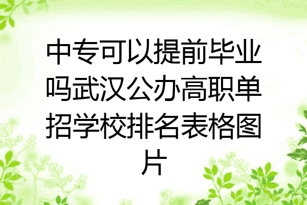 中专可以提前毕业吗武汉公办高职单招学校排名表格图片