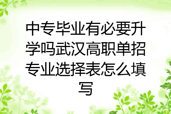 中专毕业有必要升学吗武汉高职单招专业选择表怎么填写