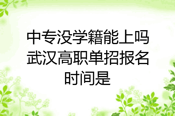 中专没学籍能上吗武汉高职单招报名时间是