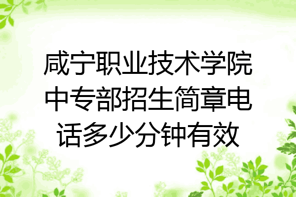 咸宁职业技术学院中专部招生简章电话多少分钟有效