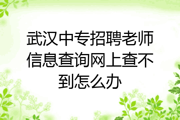 武汉中专招聘老师信息查询网上查不到怎么办