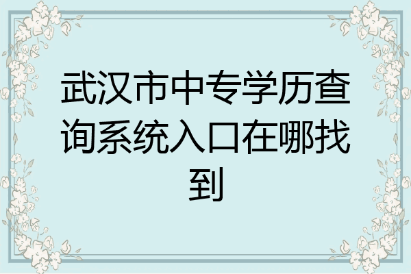 武汉市中专学历查询系统入口在哪找到
