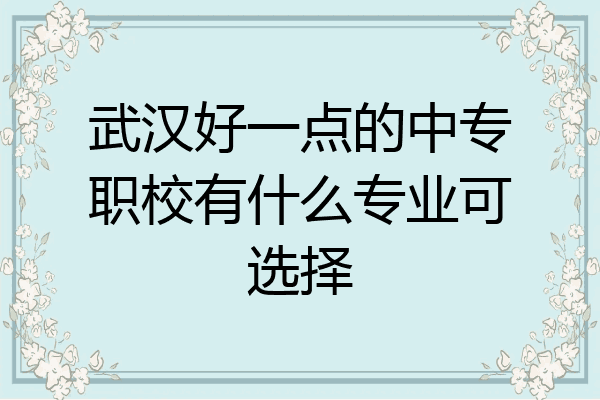 武汉好一点的中专职校有什么专业可选择