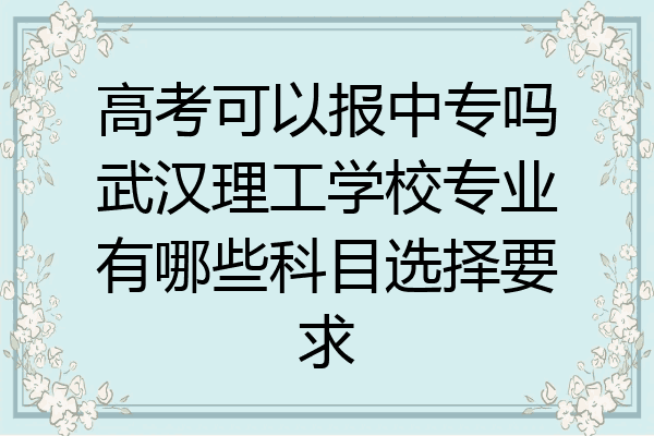 高考可以报中专吗武汉理工学校专业有哪些科目选择要求