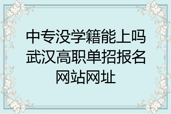 中专没学籍能上吗武汉高职单招报名网站网址