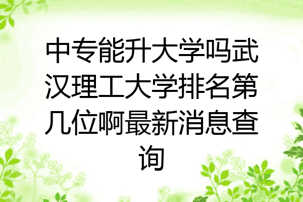 中专能升大学吗武汉理工大学排名第几位啊最新消息查询