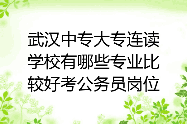武汉中专大专连读学校有哪些专业比较好考公务员岗位