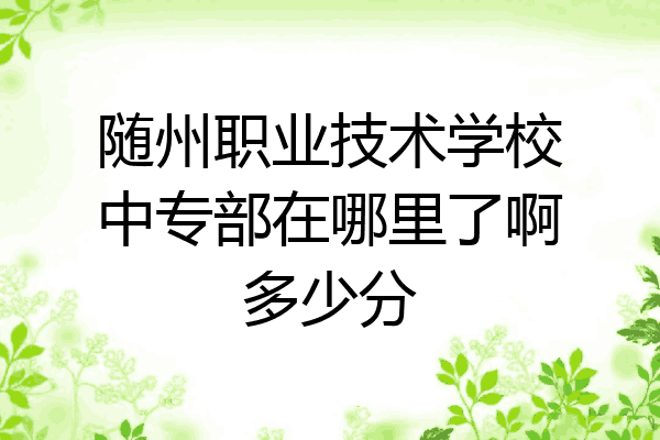 随州职业技术学校中专部在哪里了啊多少分