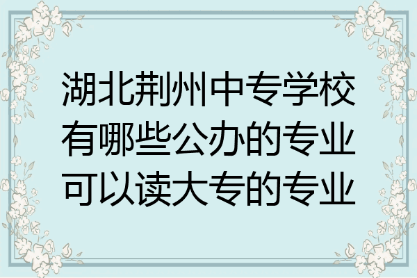湖北荆州中专学校有哪些公办的专业可以读大专的专业