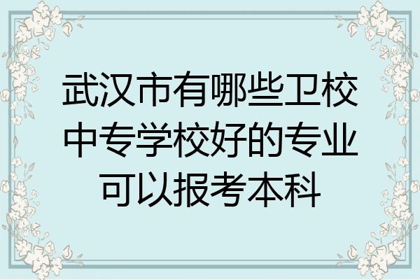 武汉市有哪些卫校中专学校好的专业可以报考本科