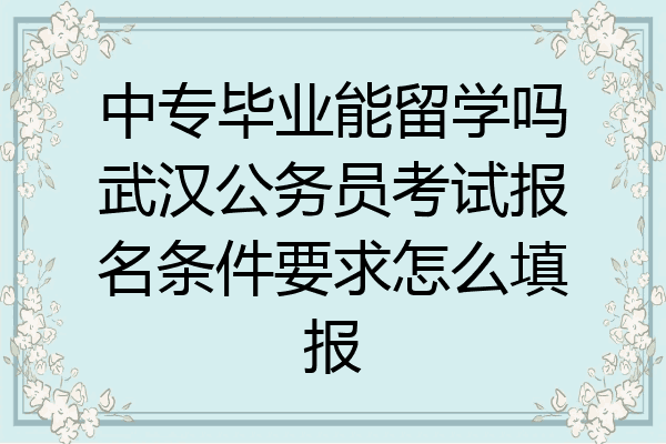 中专毕业能留学吗武汉公务员考试报名条件要求怎么填报