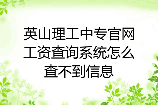 英山理工中专官网工资查询系统怎么查不到信息