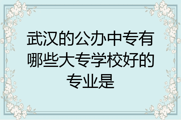 武汉的公办中专有哪些大专学校好的专业是