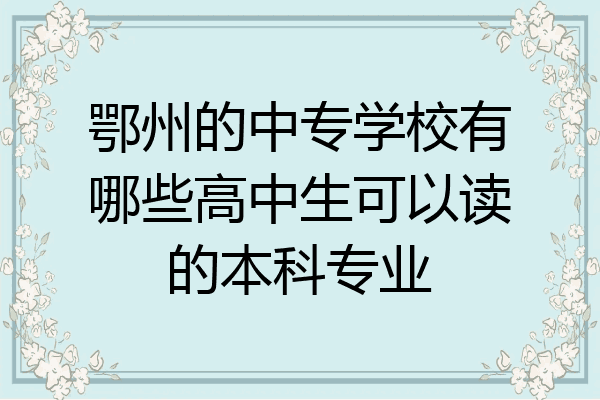 鄂州的中专学校有哪些高中生可以读的本科专业