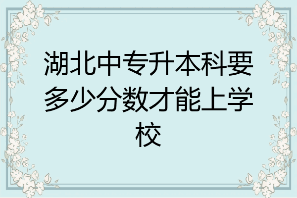 湖北中专升本科要多少分数才能上学校