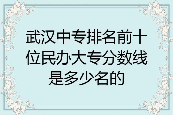 武汉中专排名前十位民办大专分数线是多少名的