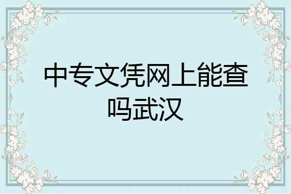 中专文凭网上能查吗武汉