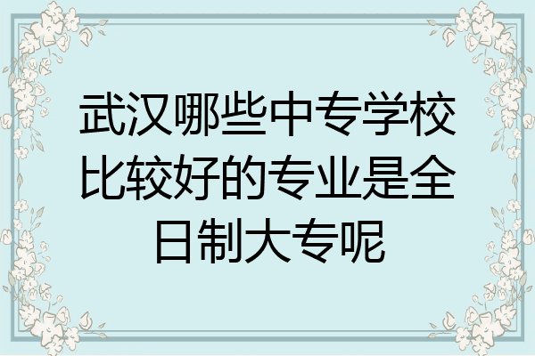 武汉哪些中专学校比较好的专业是全日制大专呢