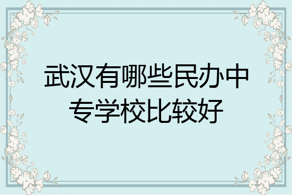 武汉有哪些民办中专学校比较好